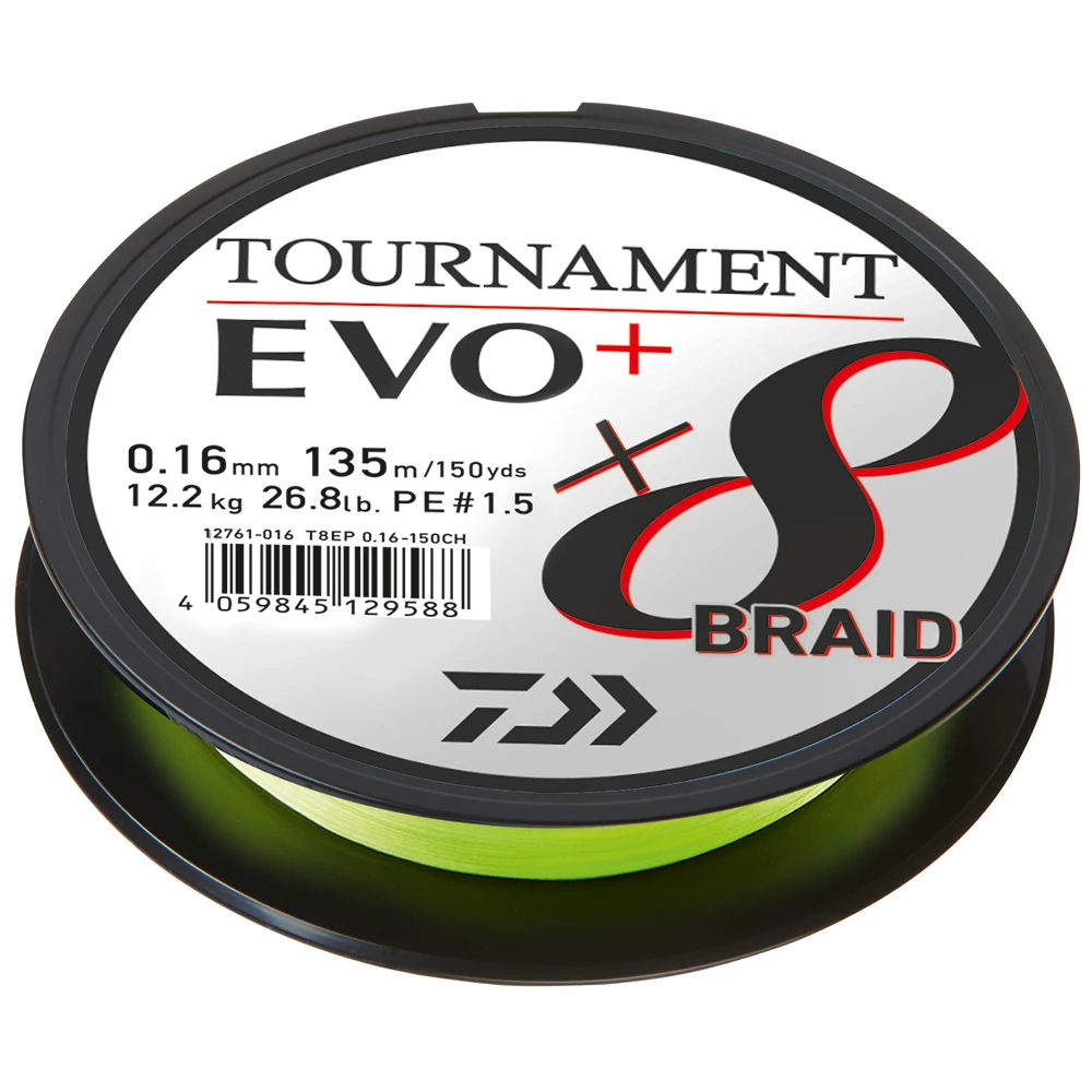 Daiwa Tournament EVO+ X8 Braid Chartreuse 0,14mm 3 Daiwa Tournament EVO+ X8 Braid Chartreuse 0,14mm