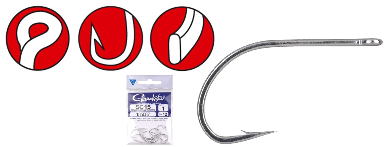 Gamakatsu SC15/T Tin Salt Water Hook 1/0 (12st) 3 Gamakatsu SC15/T Tin Salt Water Hook 1/0 (12st)